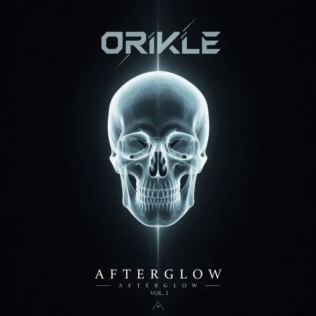 Afterglow cover art: a luminous x-ray skull lit from behind in cold blue white, from the Afterglow Vol. I series